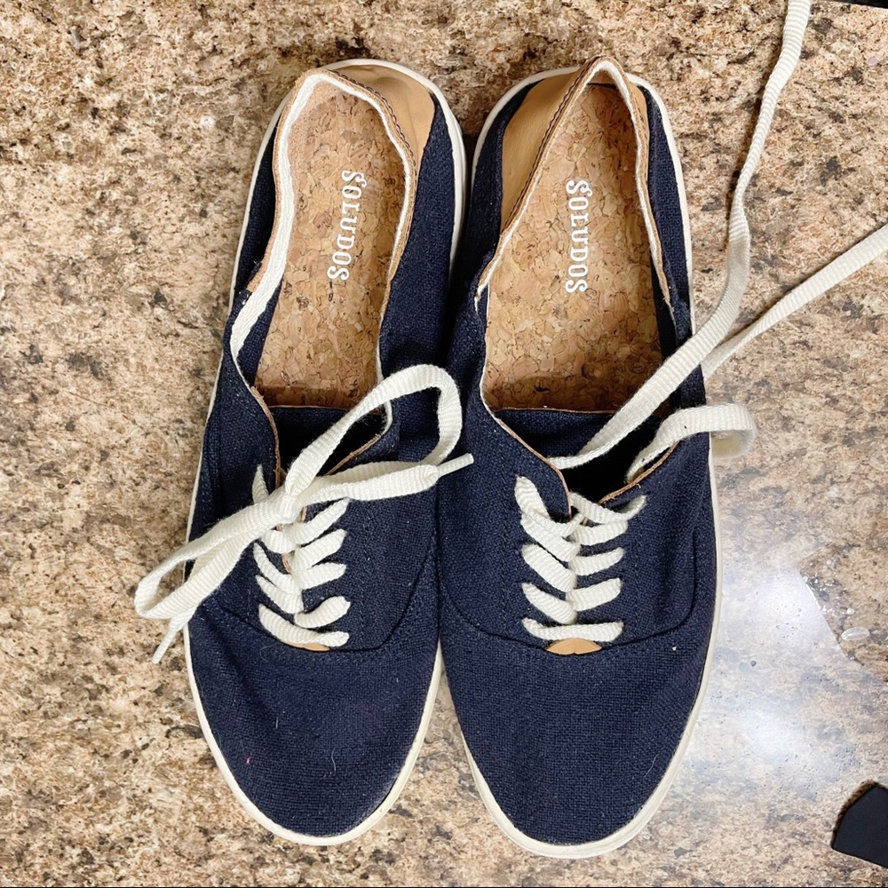 Soludos blue lace up sneakers leather detail 8